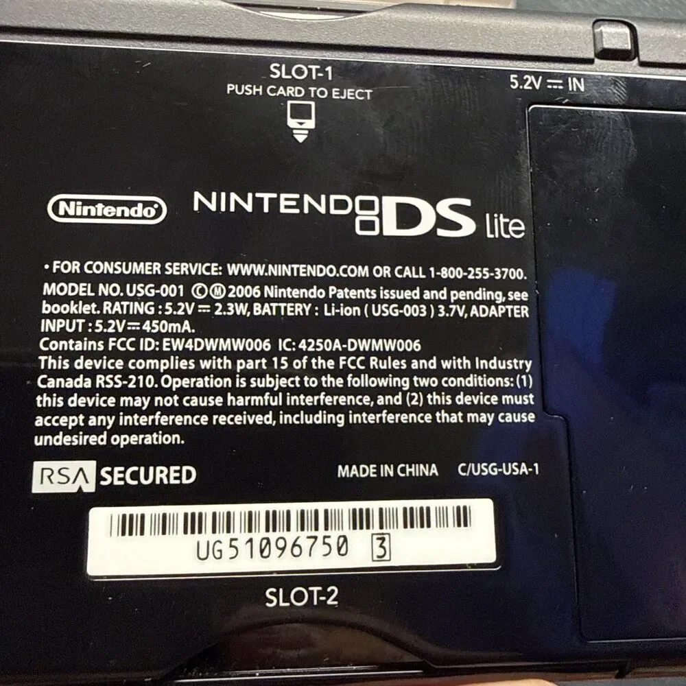 Nintendo DS Lite Black Console Bundle With Cases And 8 Games